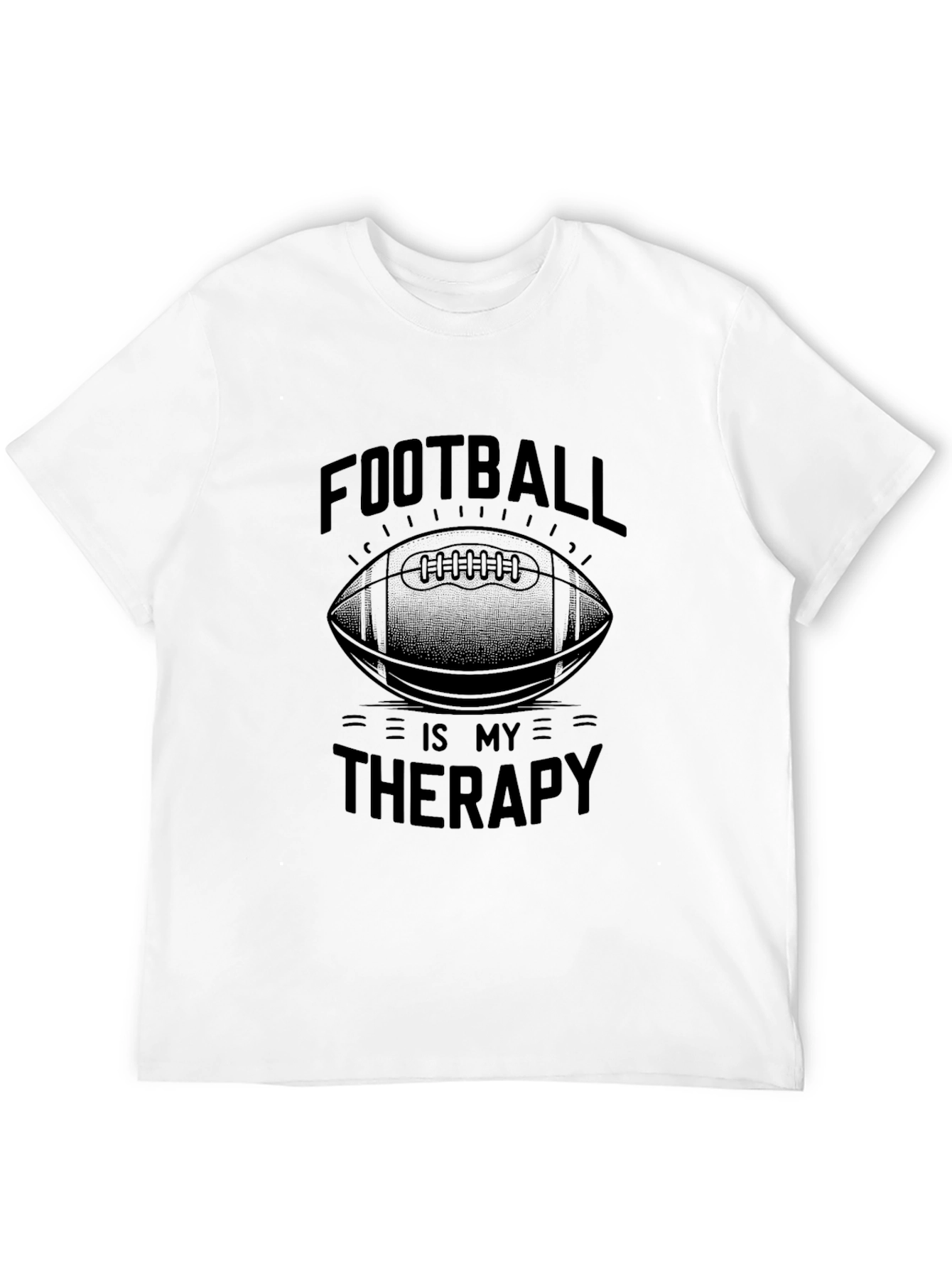 Football is My Therapy Black Graphic Tee
