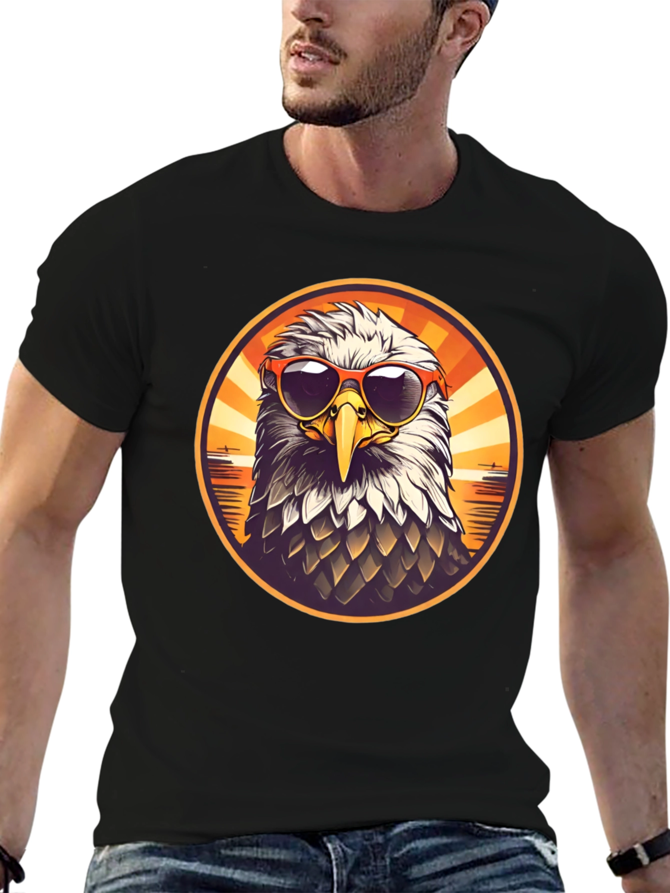 Cool Eagle Graphic Tee - Mens Black T-Shirt