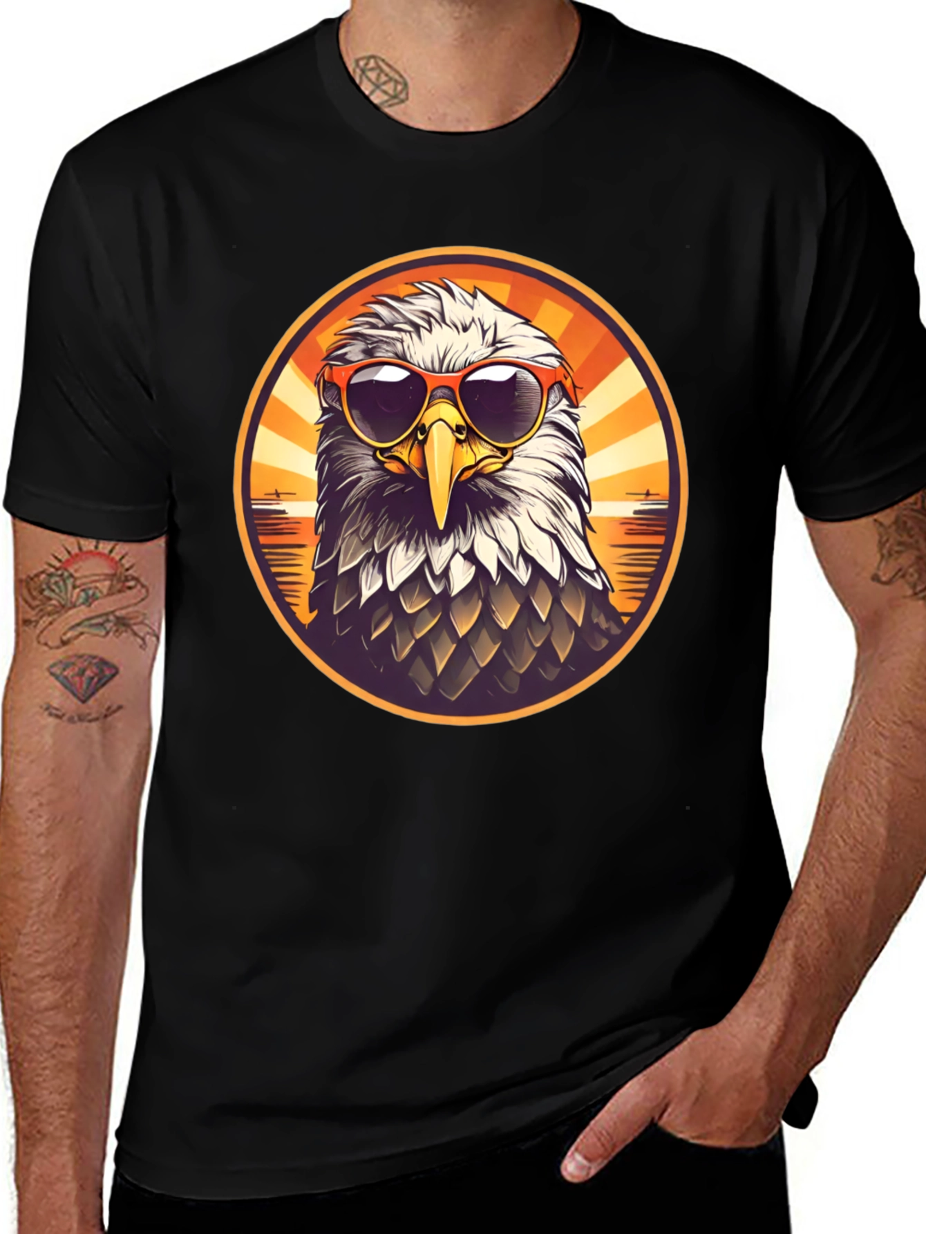 Cool Eagle Graphic Tee - Mens Black T-Shirt