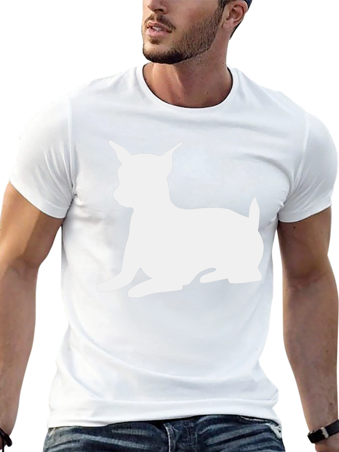 Dog Silhouette Graphic T-Shirt - Black