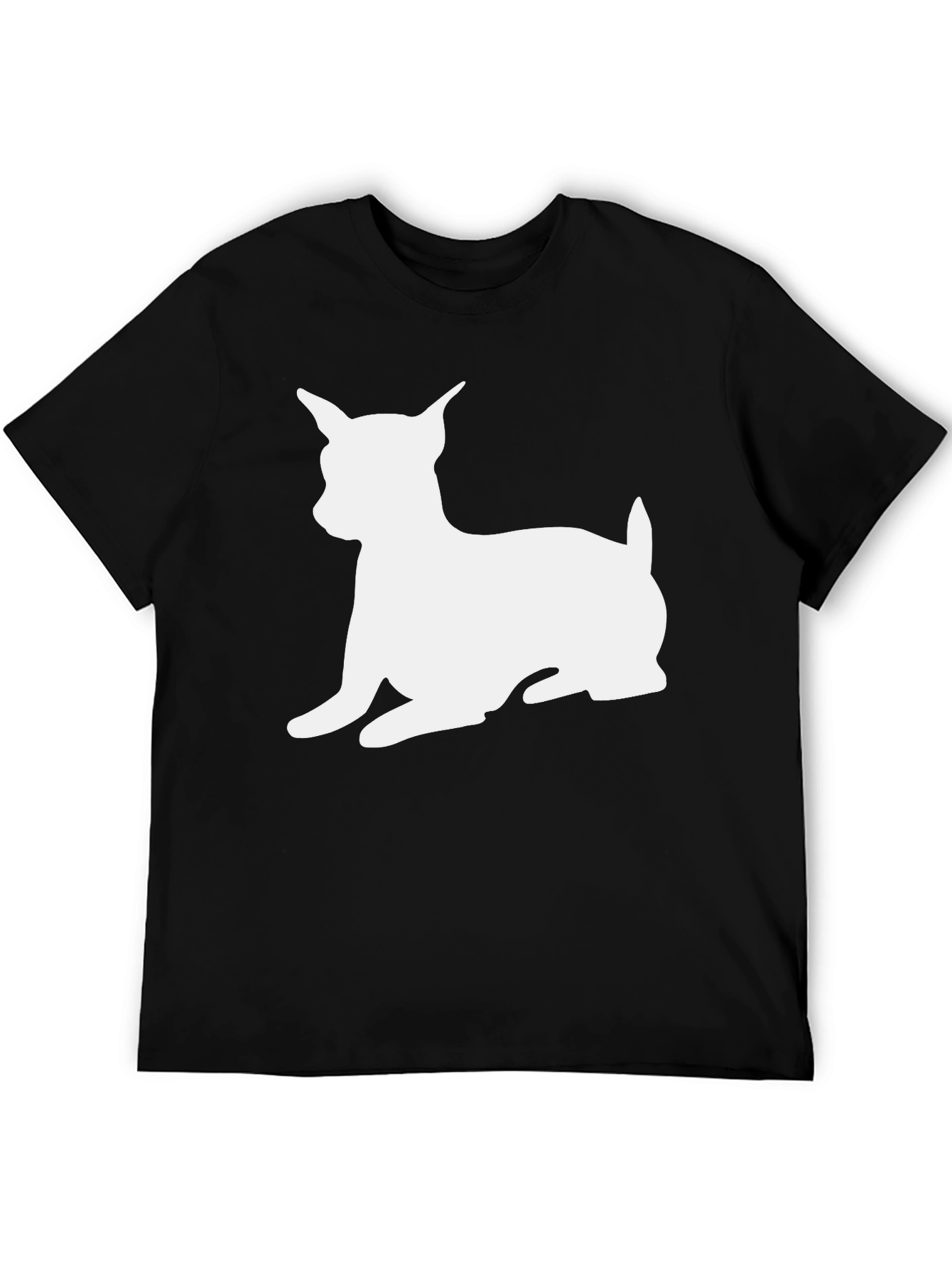 Dog Silhouette Graphic T-Shirt - Black