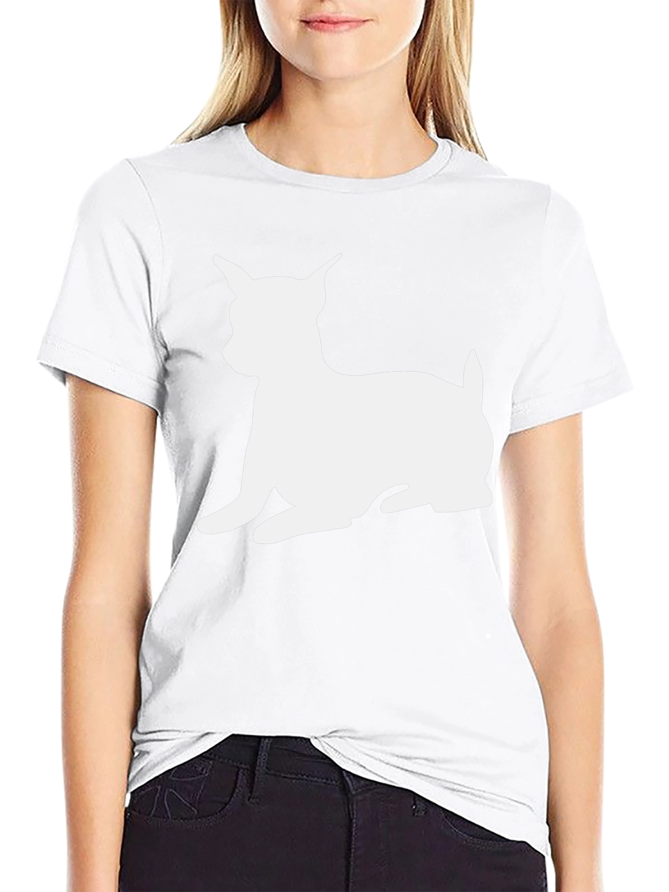 Dog Silhouette Graphic T-Shirt - Black