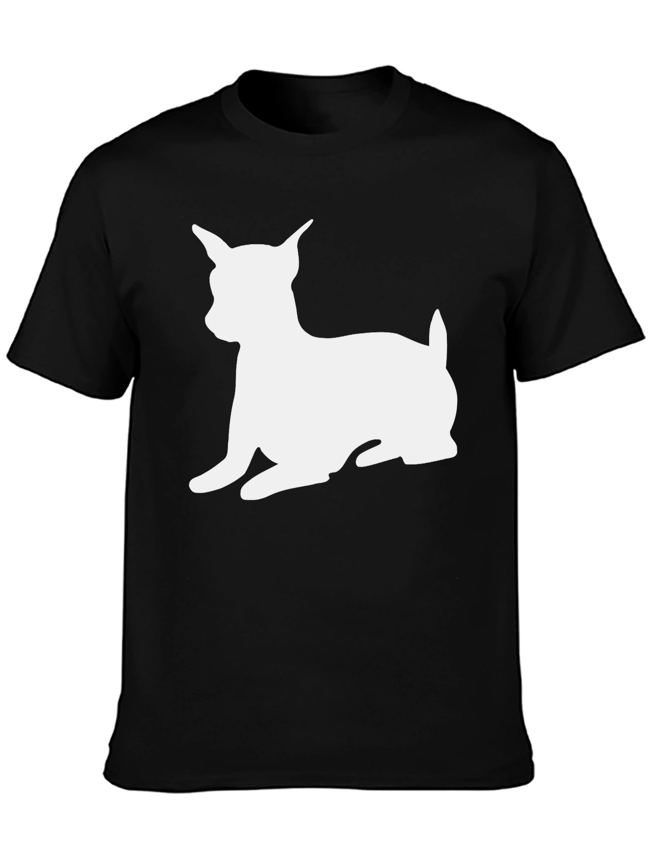 Dog Silhouette Graphic T-Shirt - Black