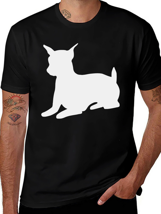 Dog Silhouette Graphic T-Shirt - Black