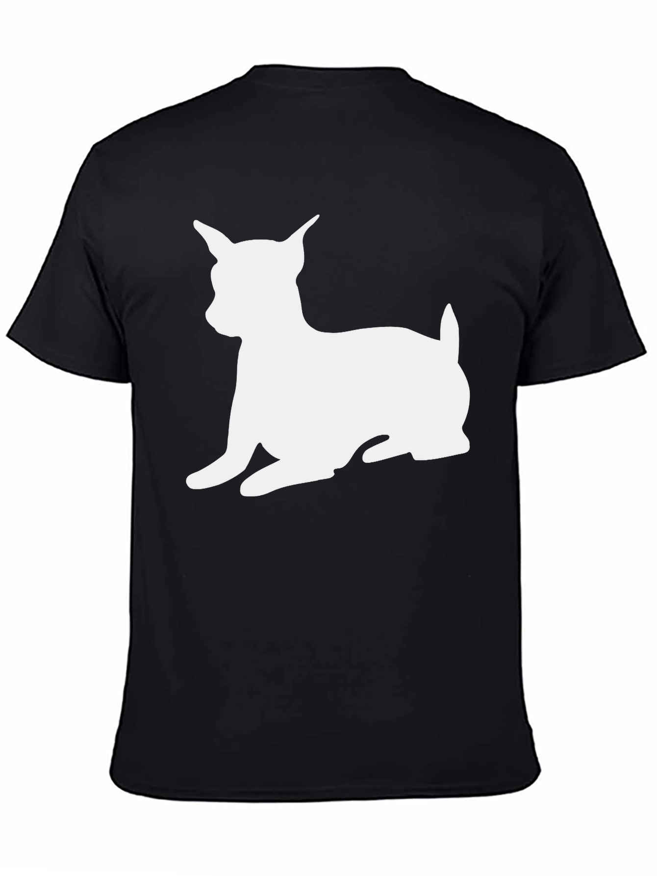 Dog Silhouette Graphic T-Shirt - Black