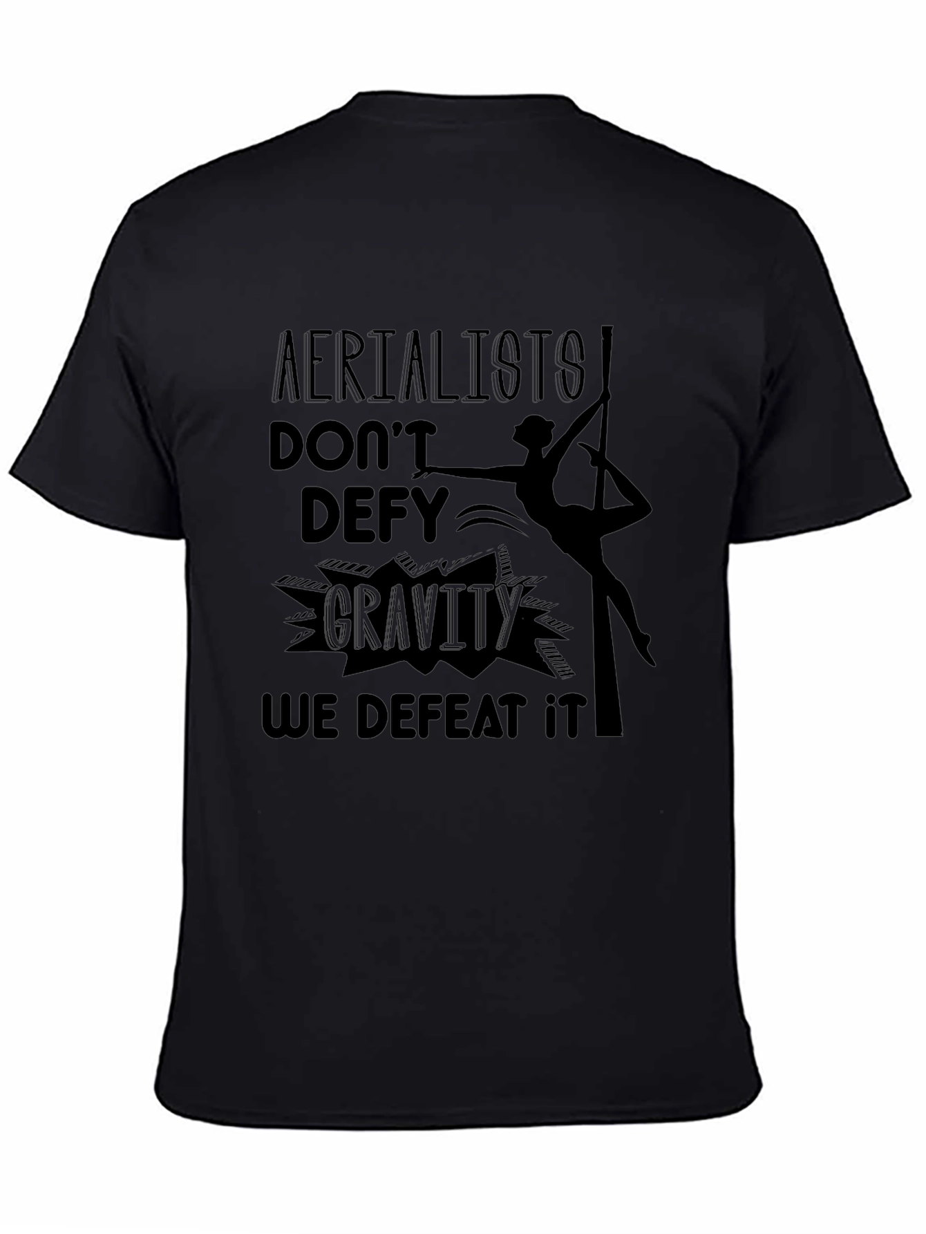 Aerialists Defeat Gravity Black Graphic T-Shirt