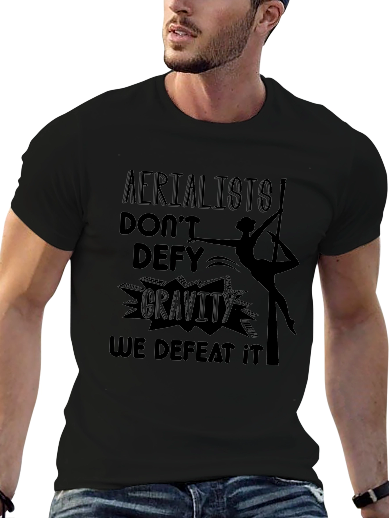 Aerialists Defeat Gravity Black Graphic T-Shirt