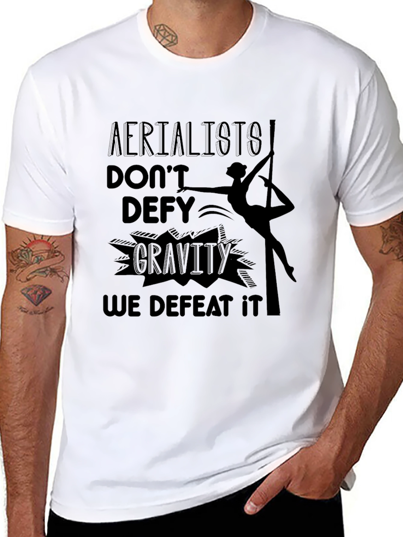 Aerialists Defeat Gravity Black Graphic T-Shirt