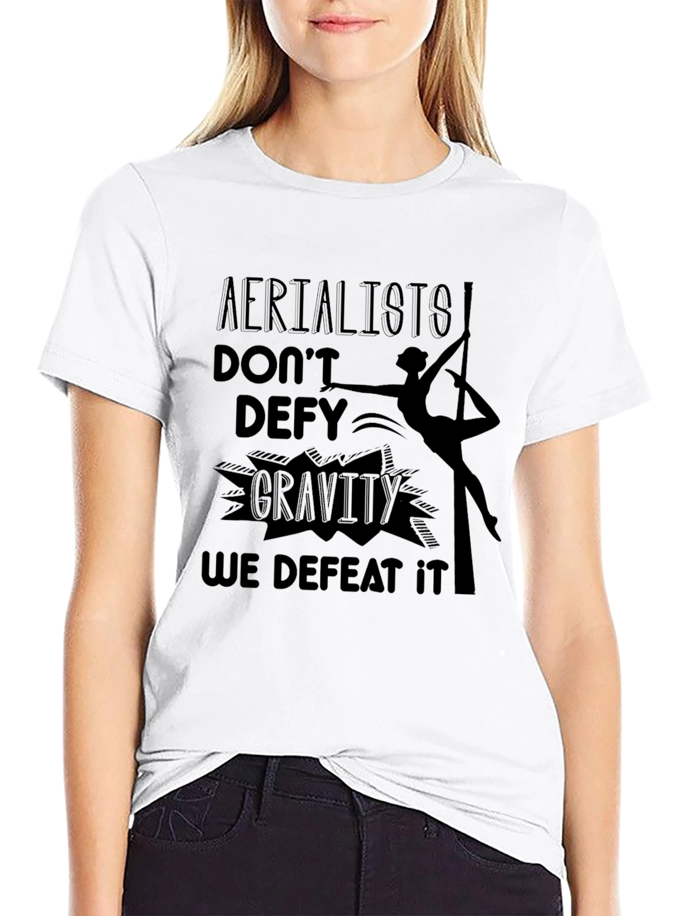 Aerialists Defeat Gravity Black Graphic T-Shirt