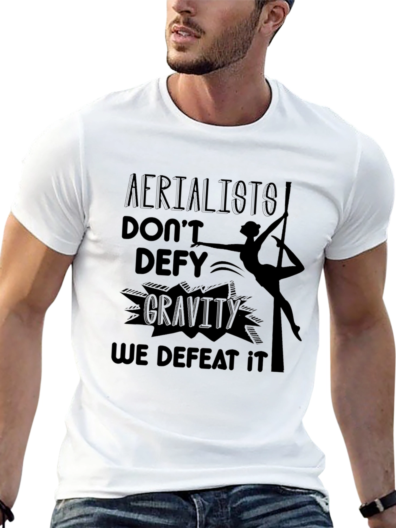 Aerialists Defeat Gravity Black Graphic T-Shirt