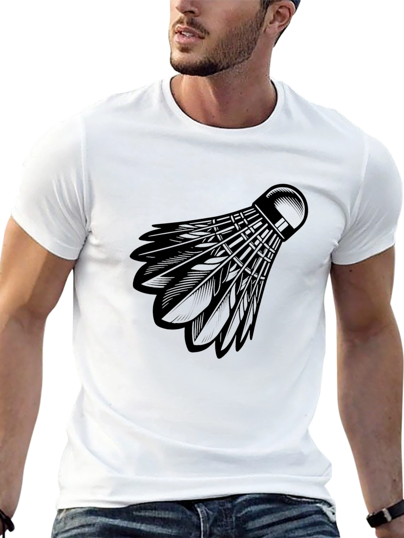 Black Badminton Shuttlecock Graphic Tee