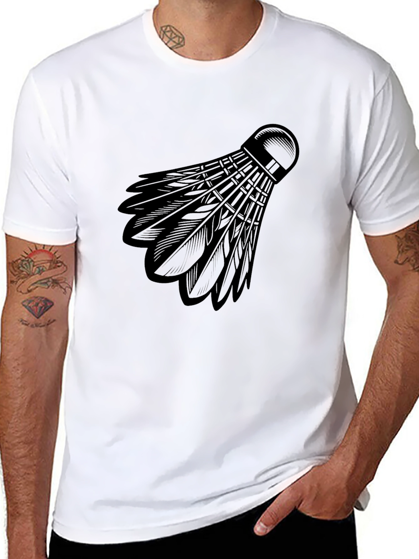 Black Badminton Shuttlecock Graphic Tee