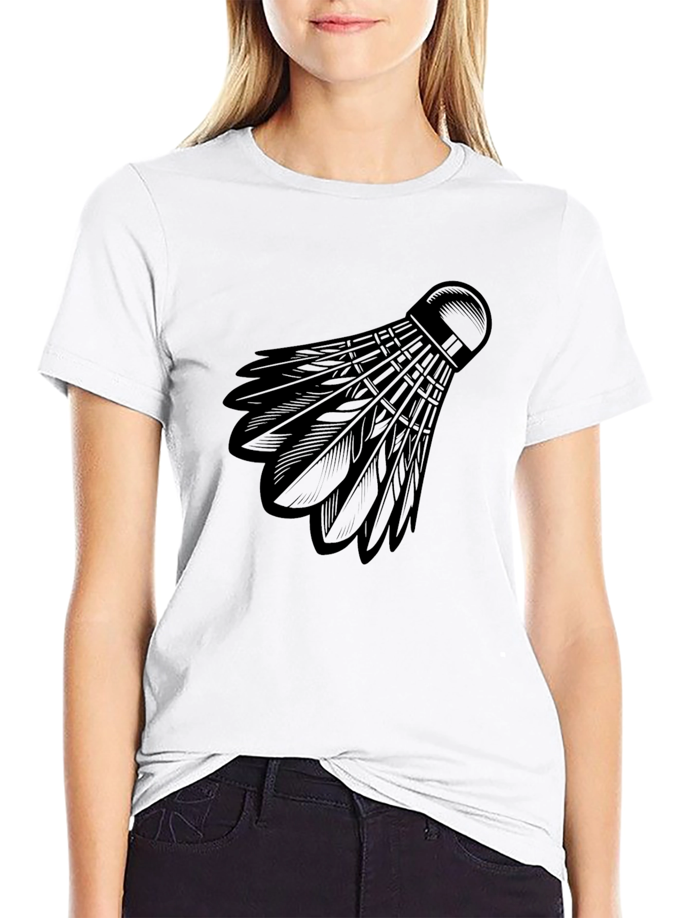 Black Badminton Shuttlecock Graphic Tee