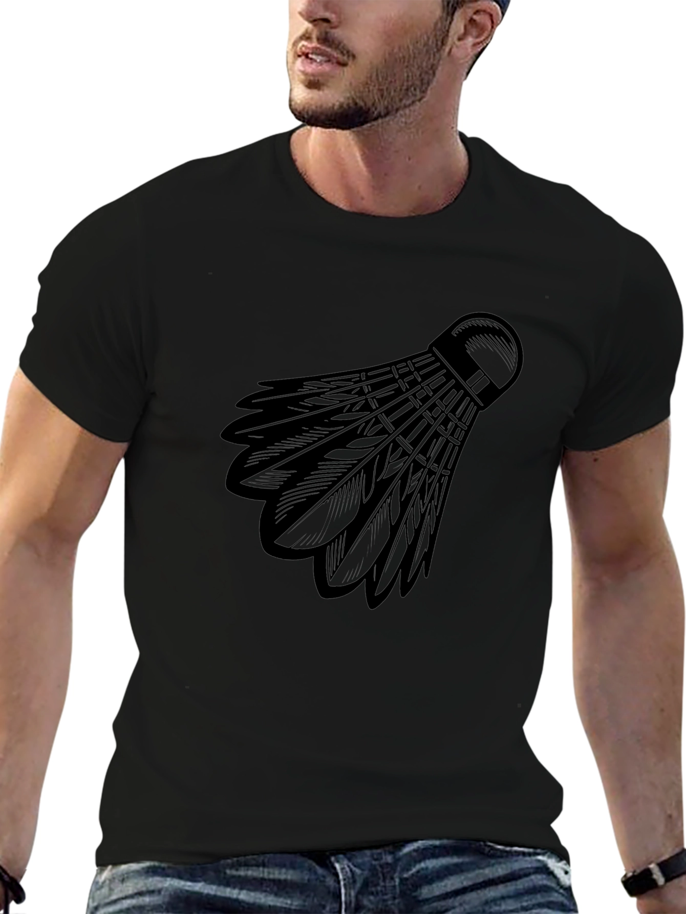 Black Badminton Shuttlecock Graphic Tee