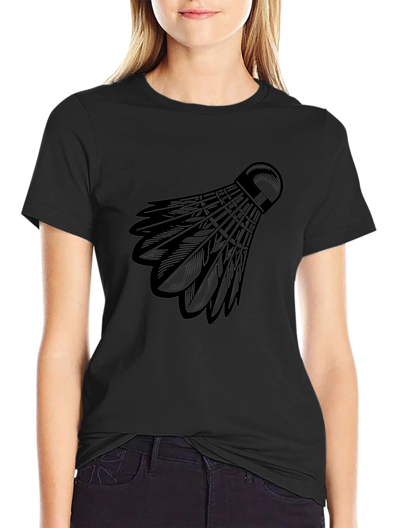 Black Badminton Shuttlecock Graphic Tee