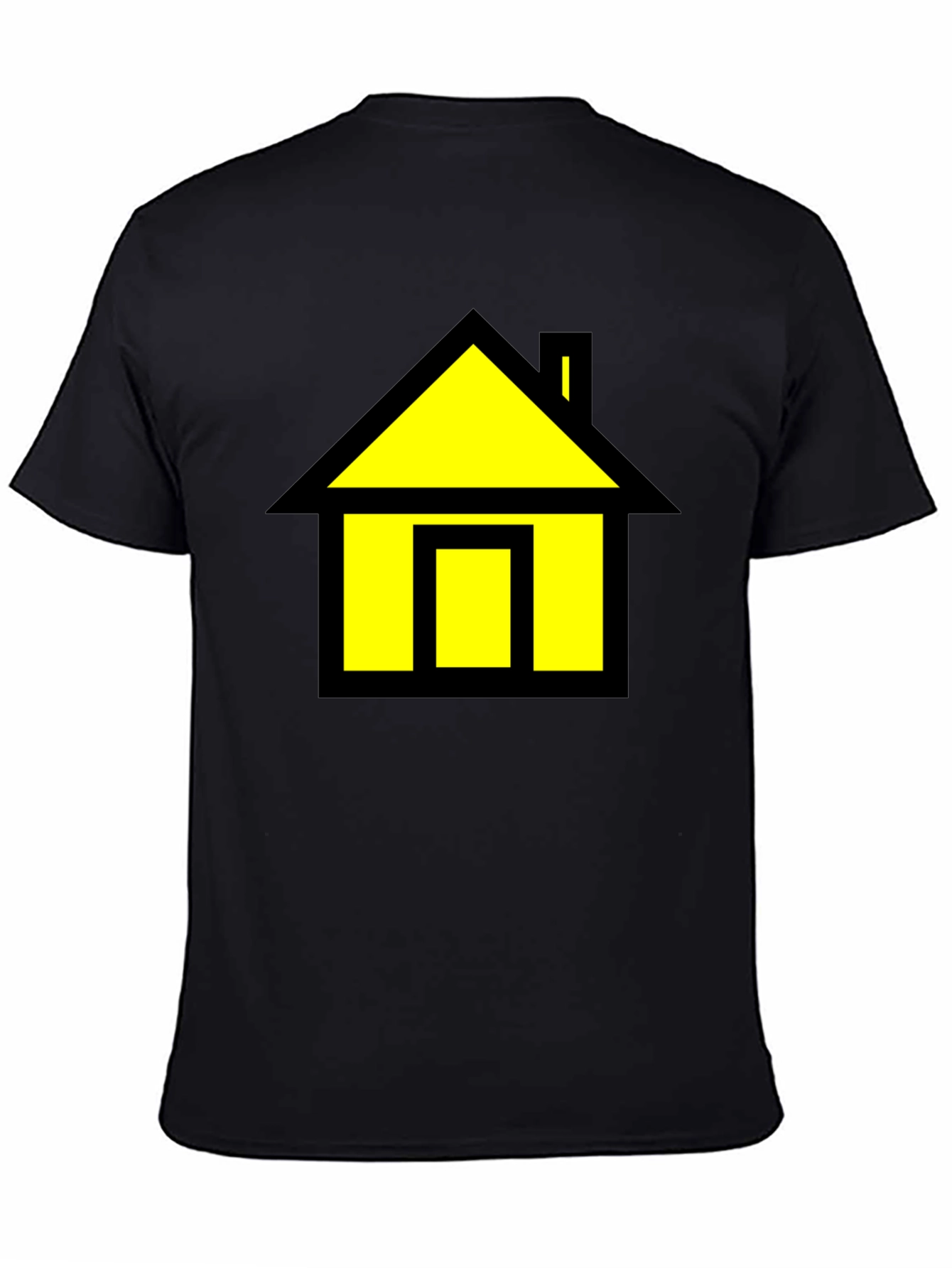 Black T-Shirt with Yellow House Graphic