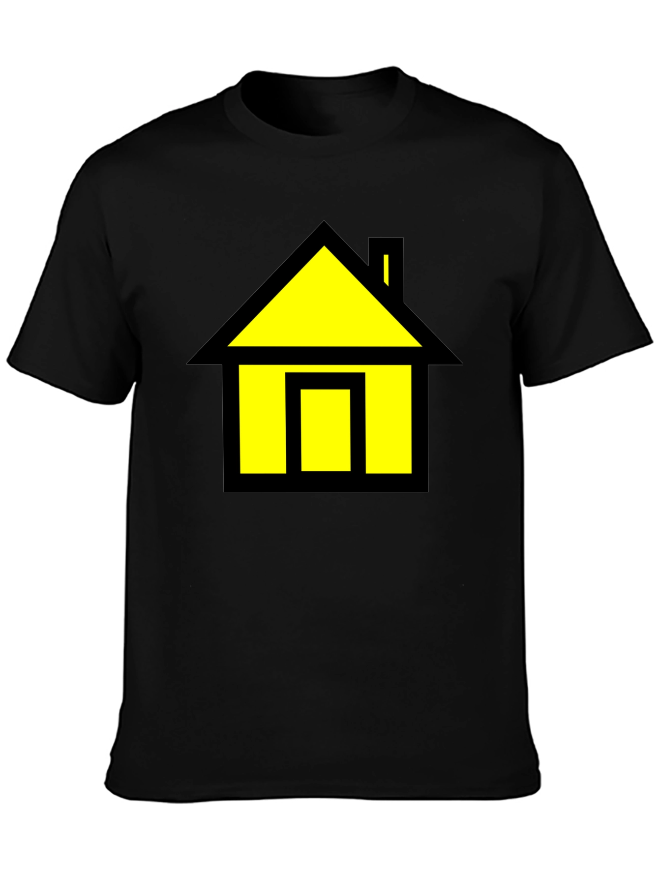 Black T-Shirt with Yellow House Graphic