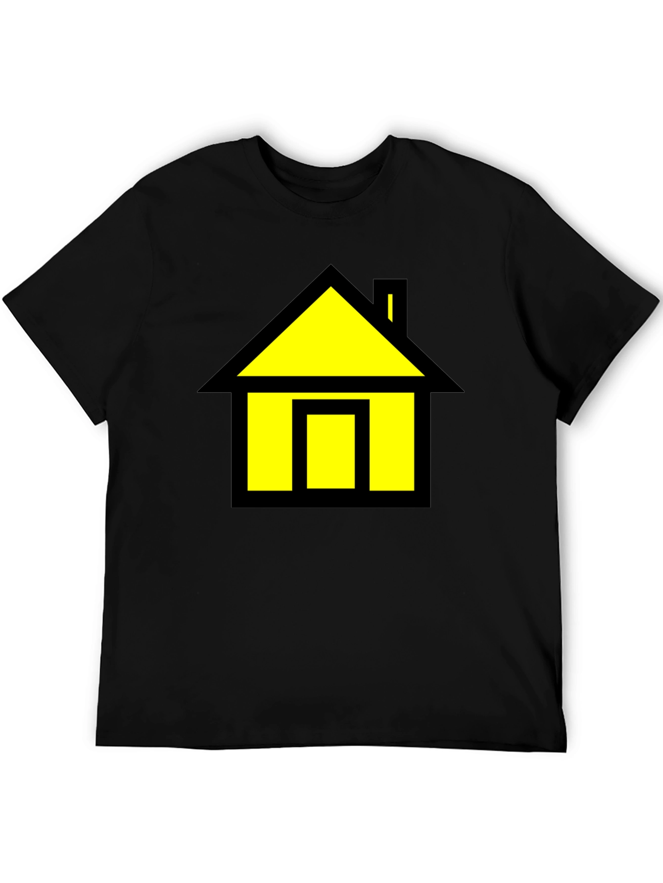 Black T-Shirt with Yellow House Graphic