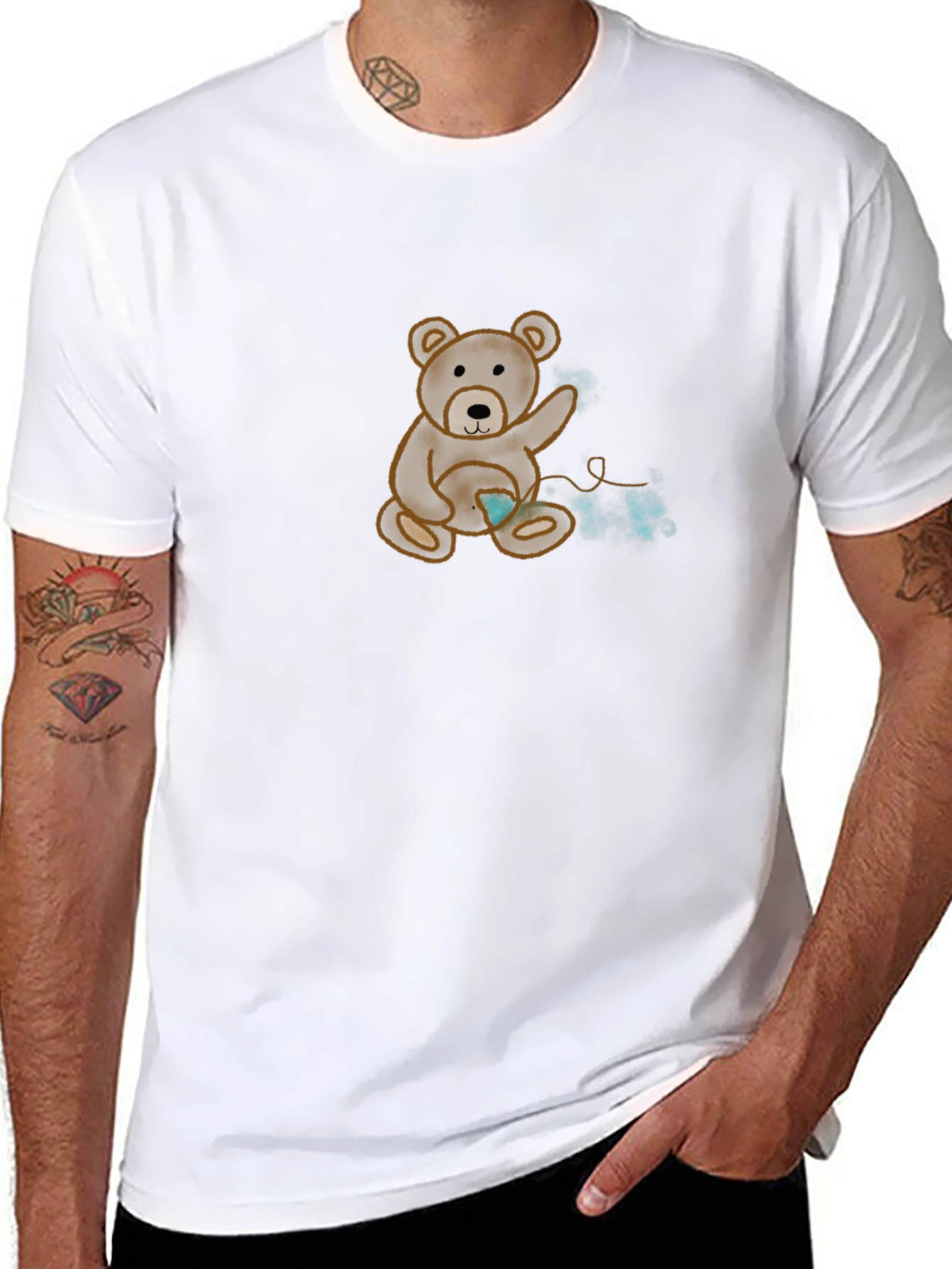 Bear T-Shirt - Heart Detail Casual Style