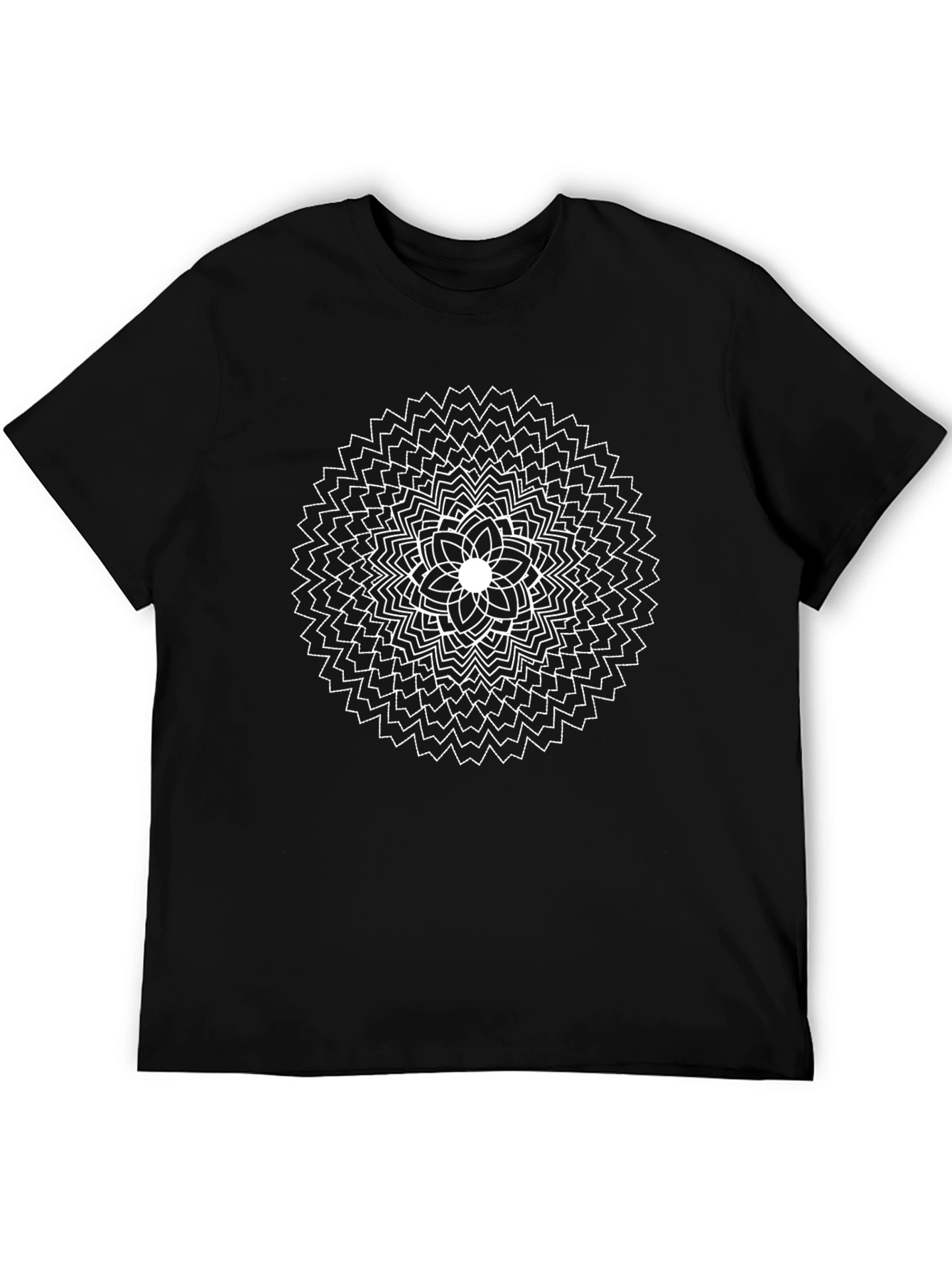 Geometric Mandala Graphic Tee - Black Cotton Comfort