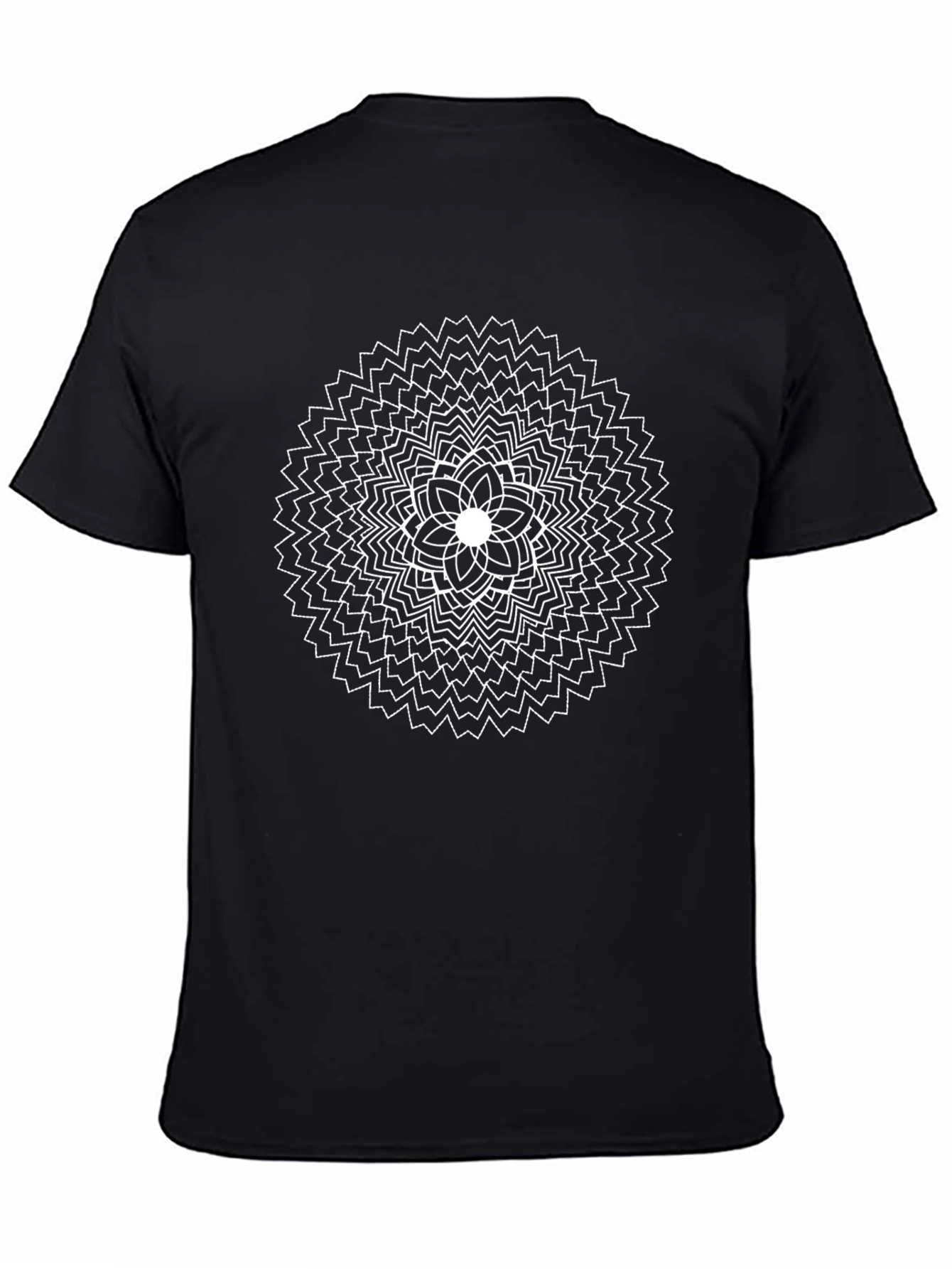 Geometric Mandala Graphic Tee - Black Cotton Comfort