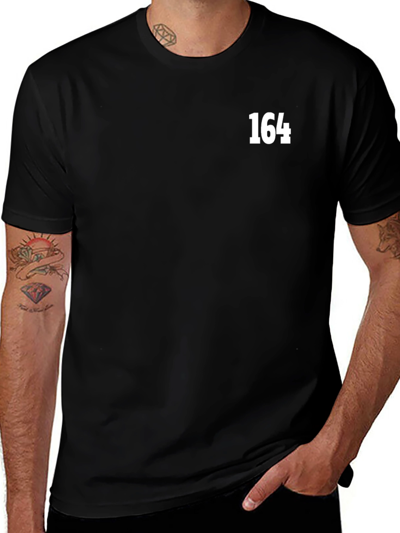 Black T-Shirt with White 164 Graphic