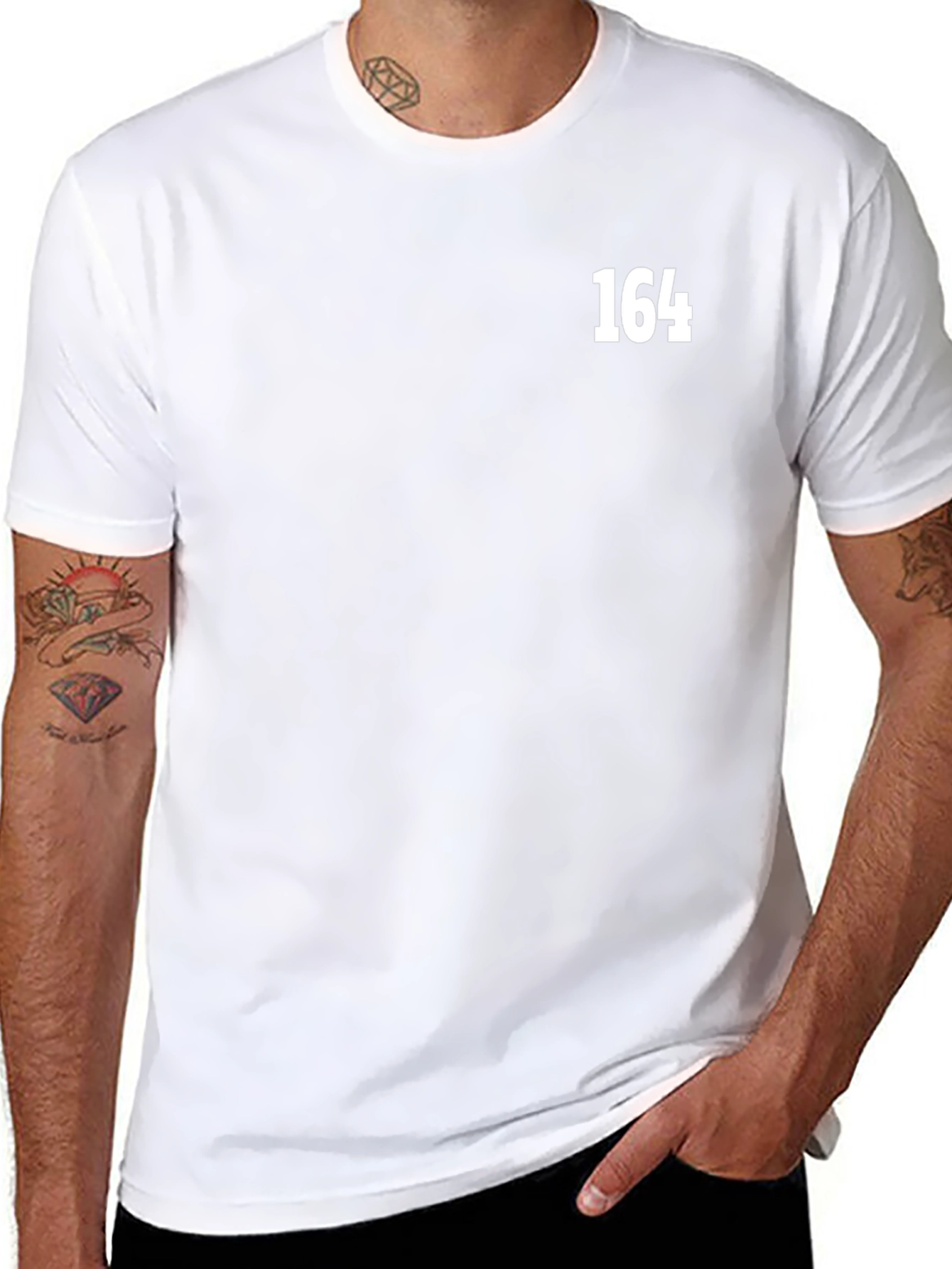 Black T-Shirt with White 164 Graphic