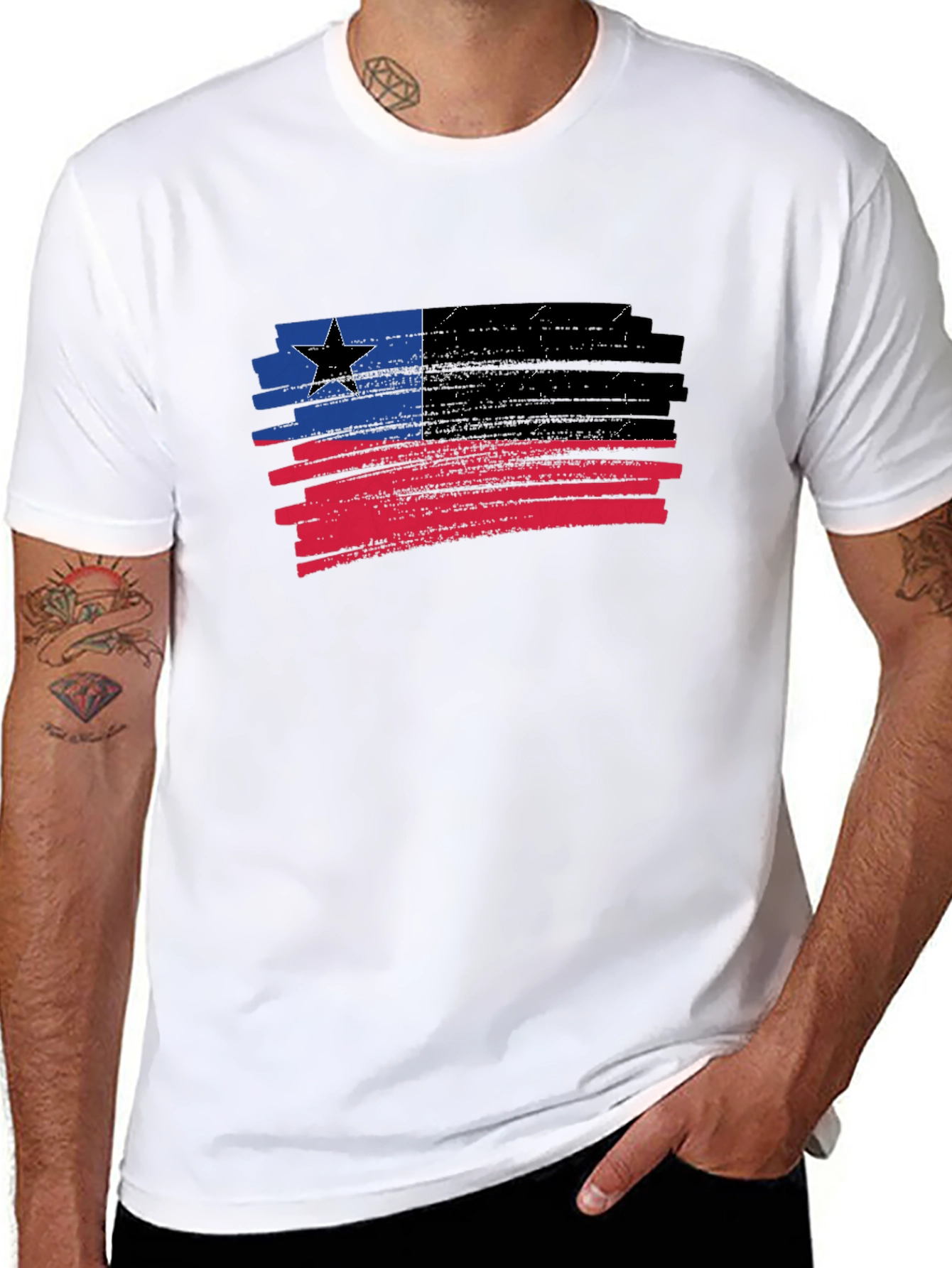 Distressed Grunge Flag T-Shirt - Black