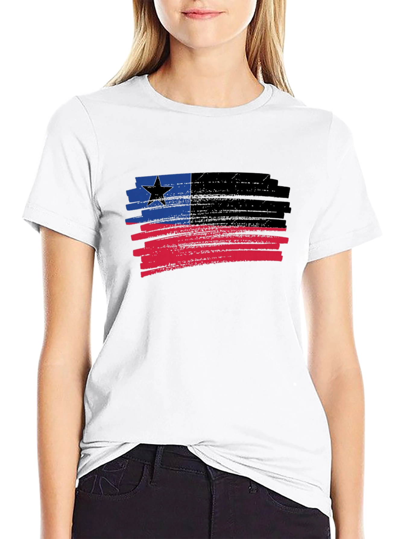 Distressed Grunge Flag T-Shirt - Black