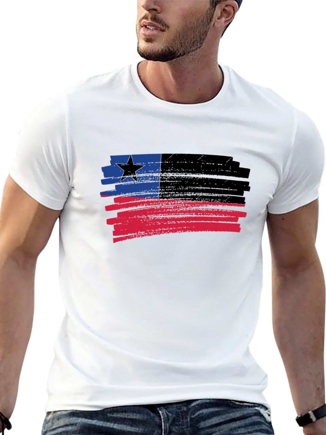 Distressed Grunge Flag T-Shirt - Black