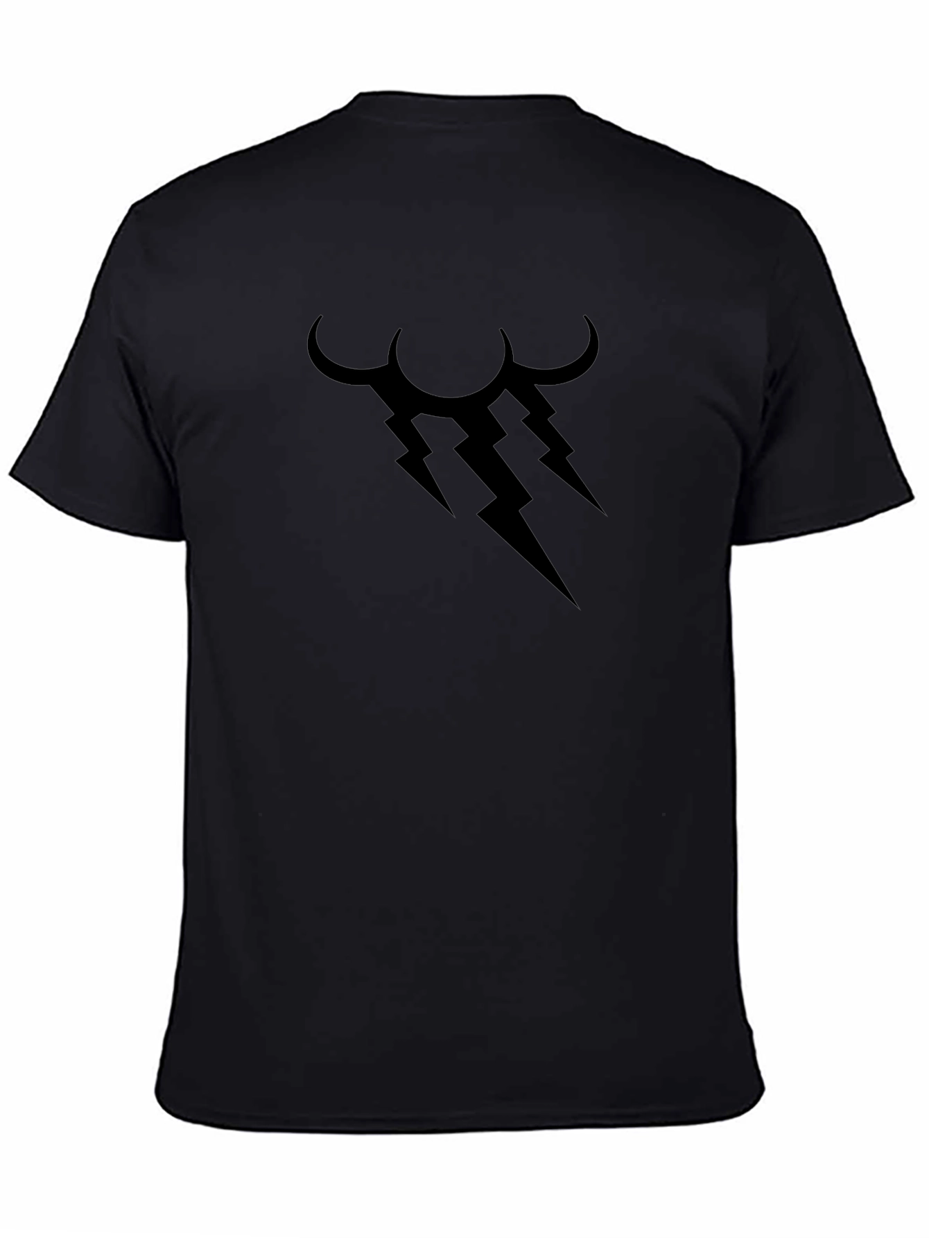 Black T-Shirt with Lightning Cloud Graphic