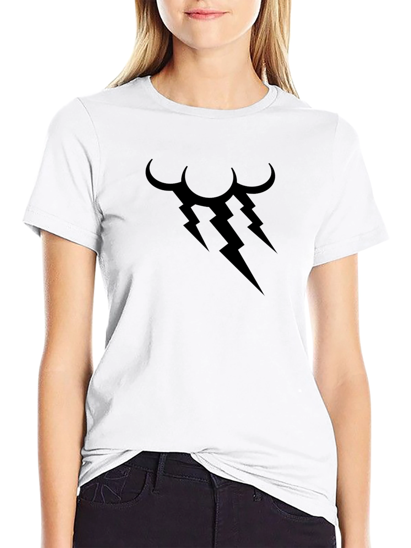 Black T-Shirt with Lightning Cloud Graphic