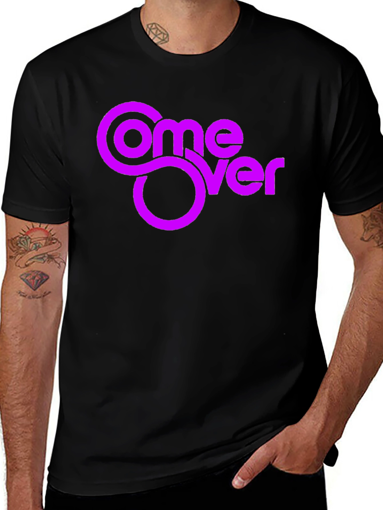 Come Over Graphic Tee - Black Cotton Blend