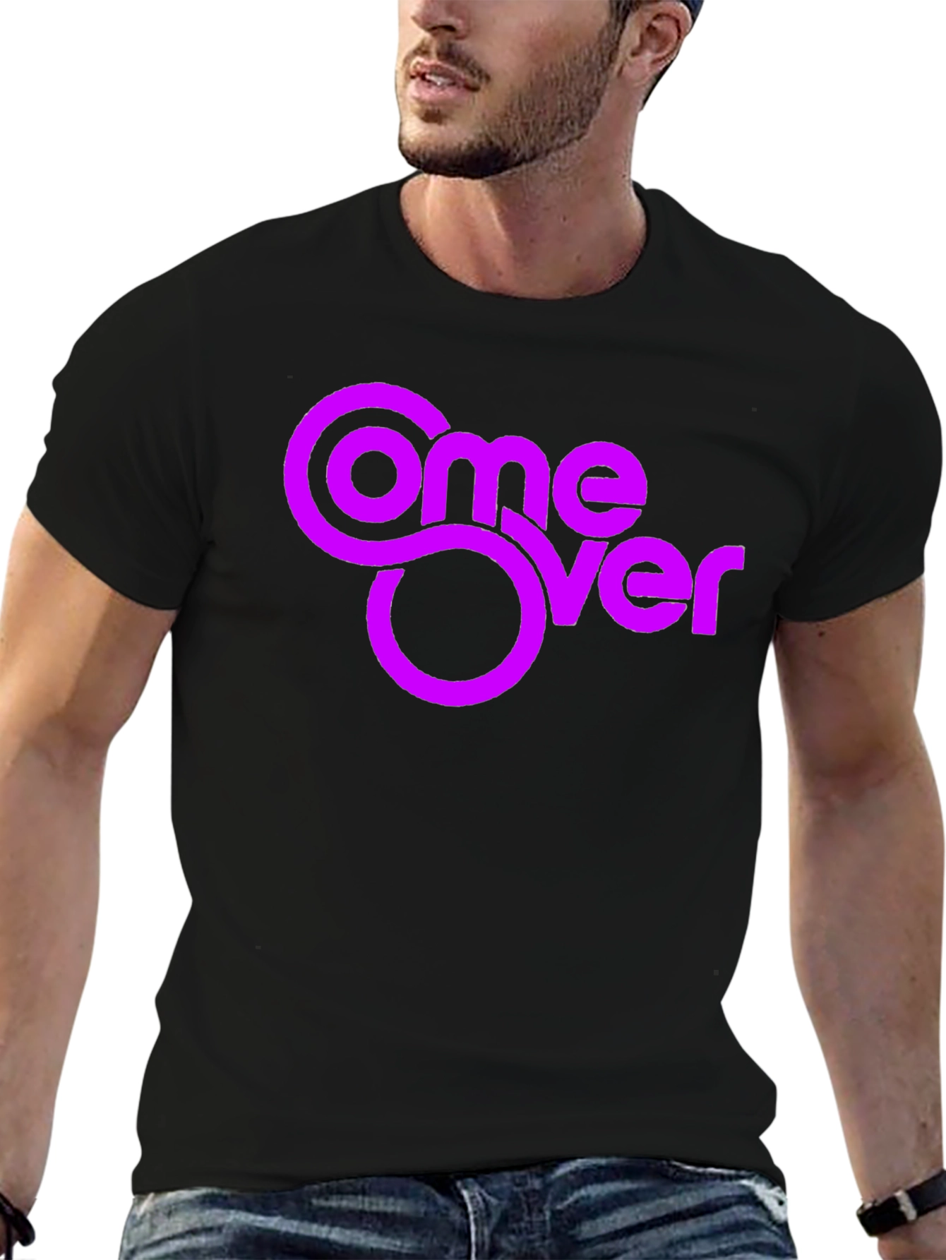 Come Over Graphic Tee - Black Cotton Blend