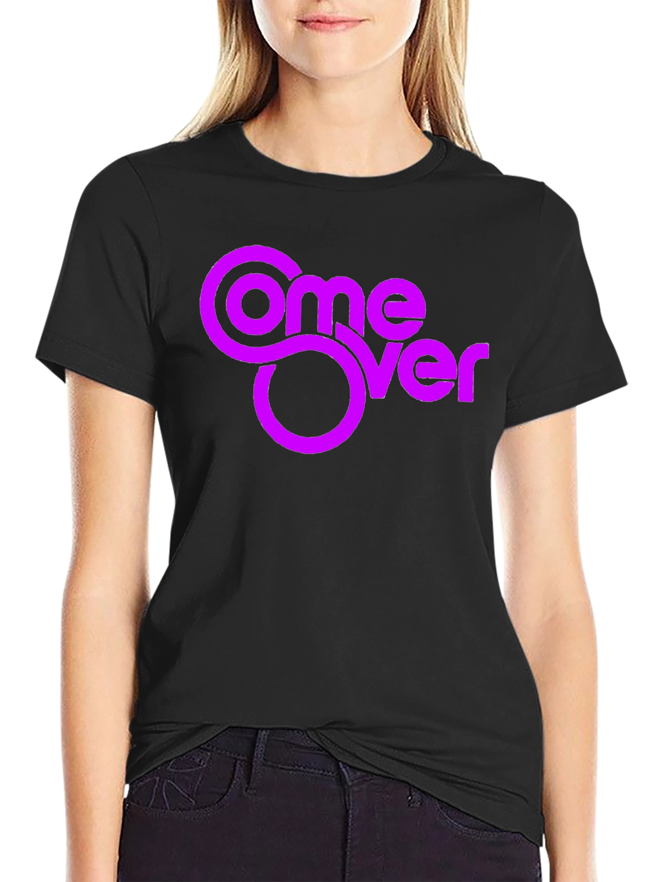 Come Over Graphic Tee - Black Cotton Blend