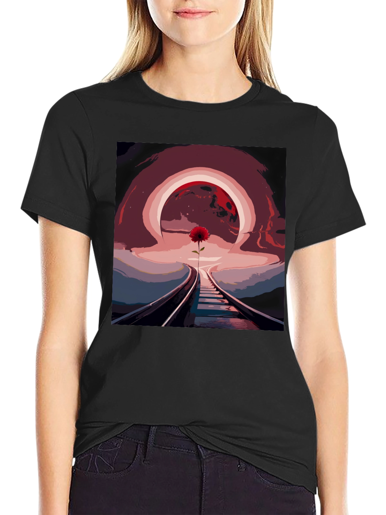 Abstract Railroad Rose Graphic Tee