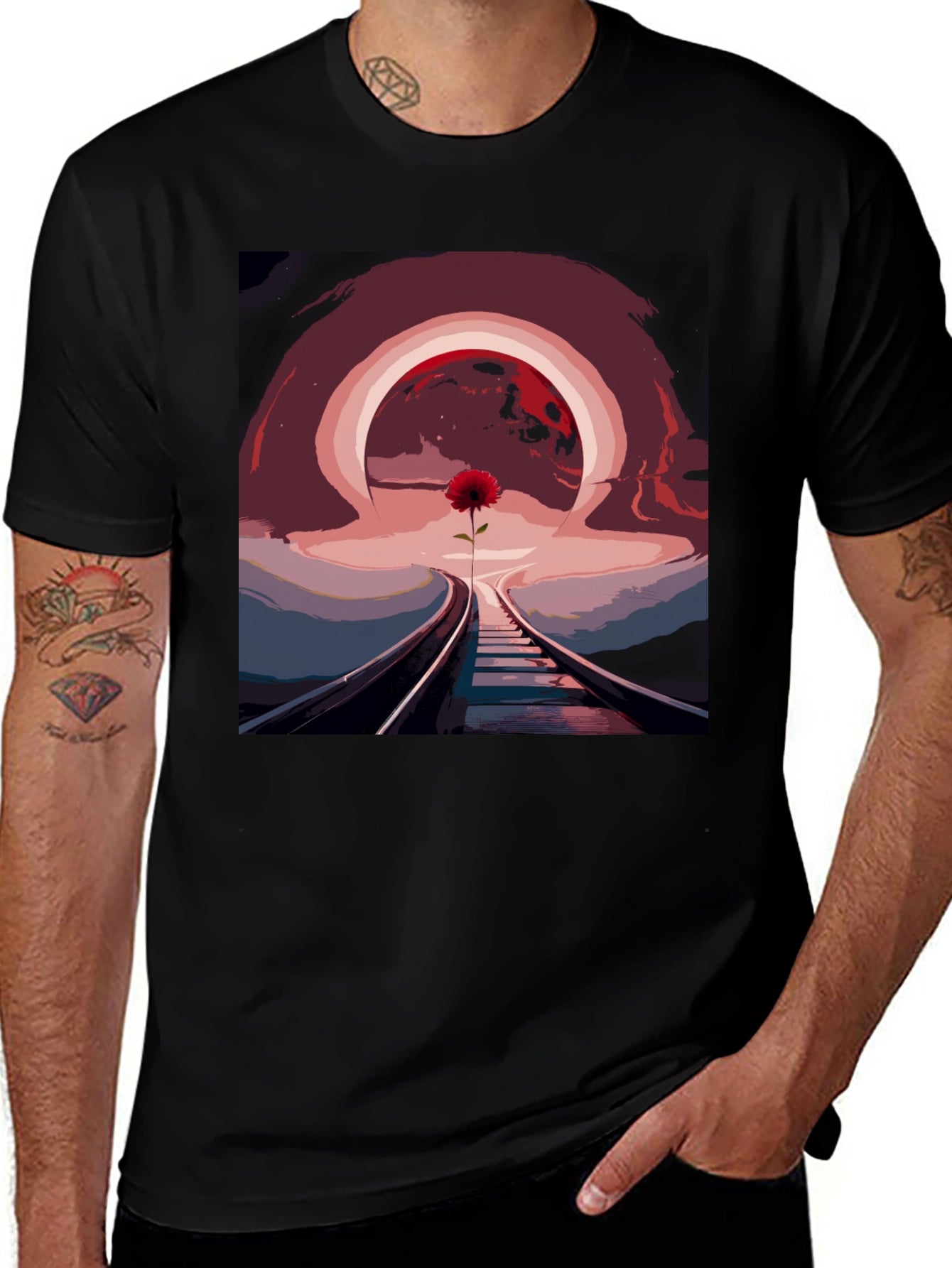 Abstract Railroad Rose Graphic Tee