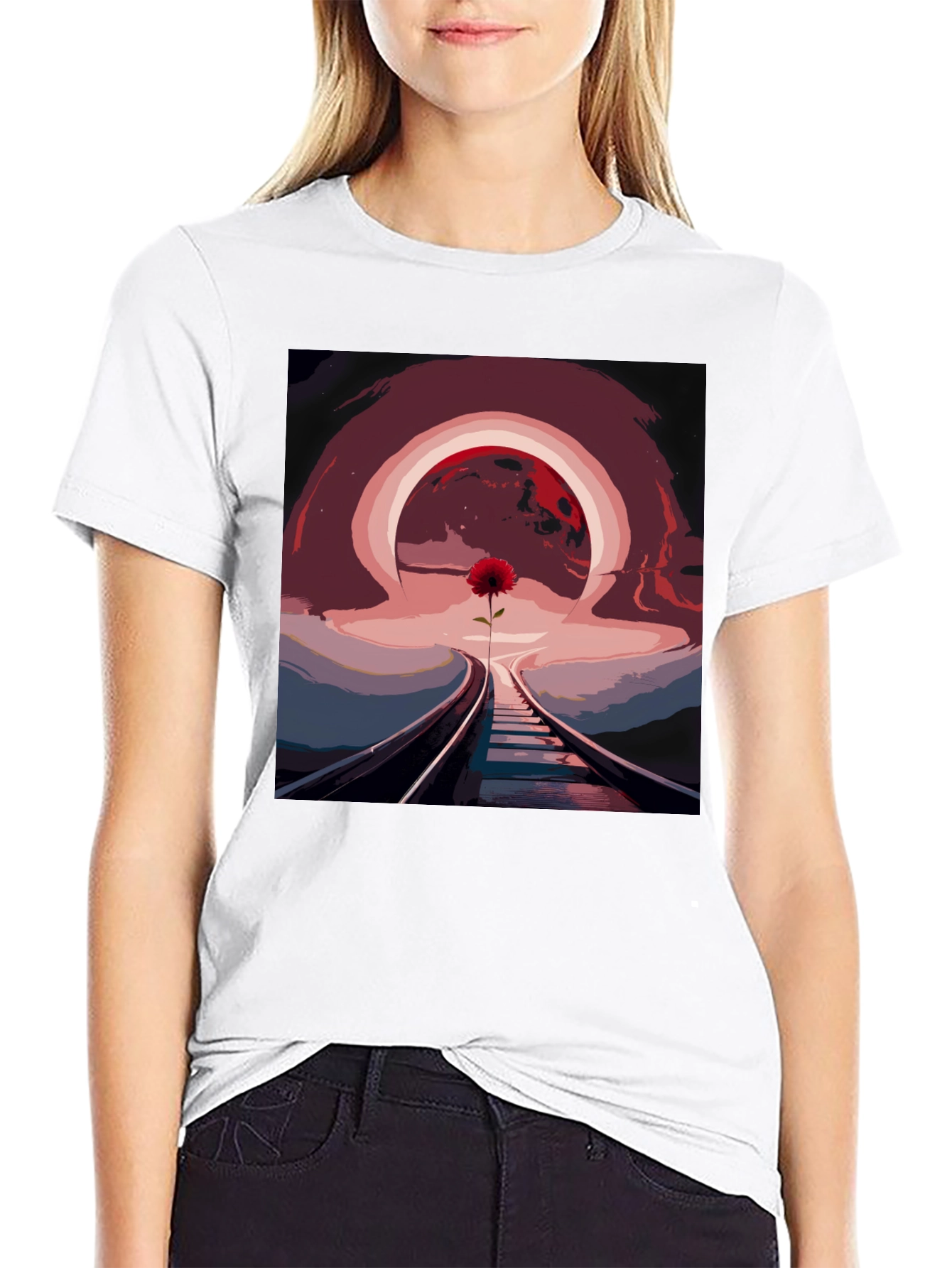 Abstract Railroad Rose Graphic Tee