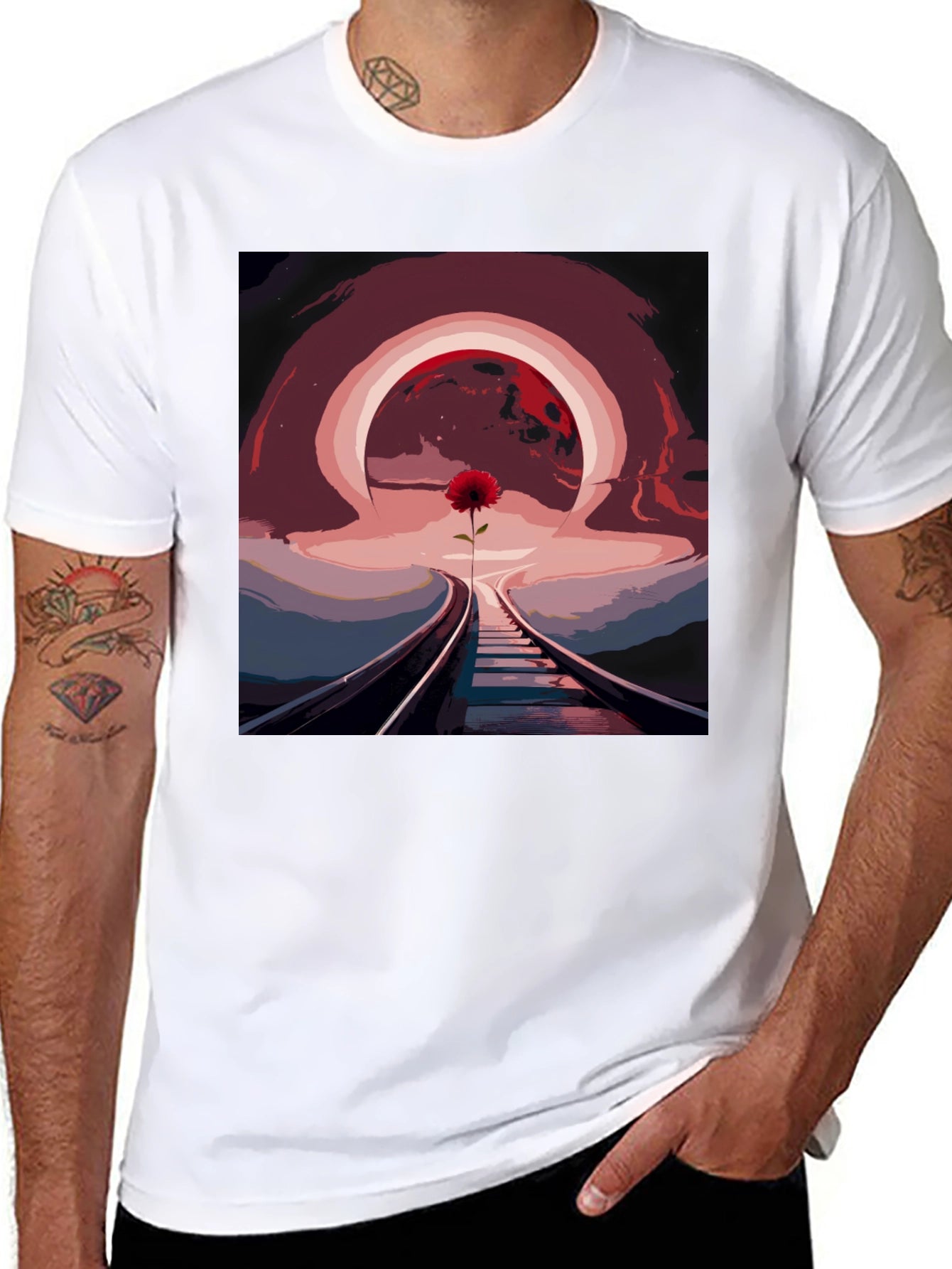 Abstract Railroad Rose Graphic Tee
