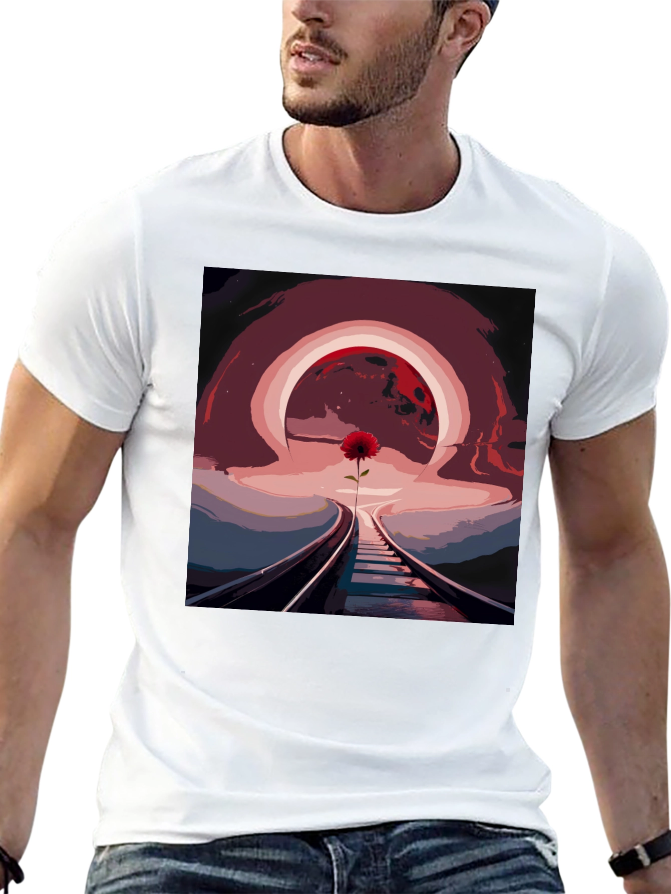 Abstract Railroad Rose Graphic Tee