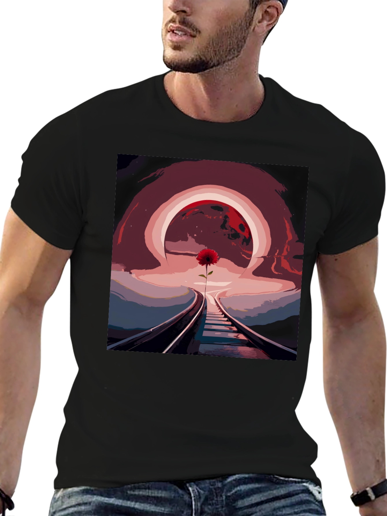 Abstract Railroad Rose Graphic Tee
