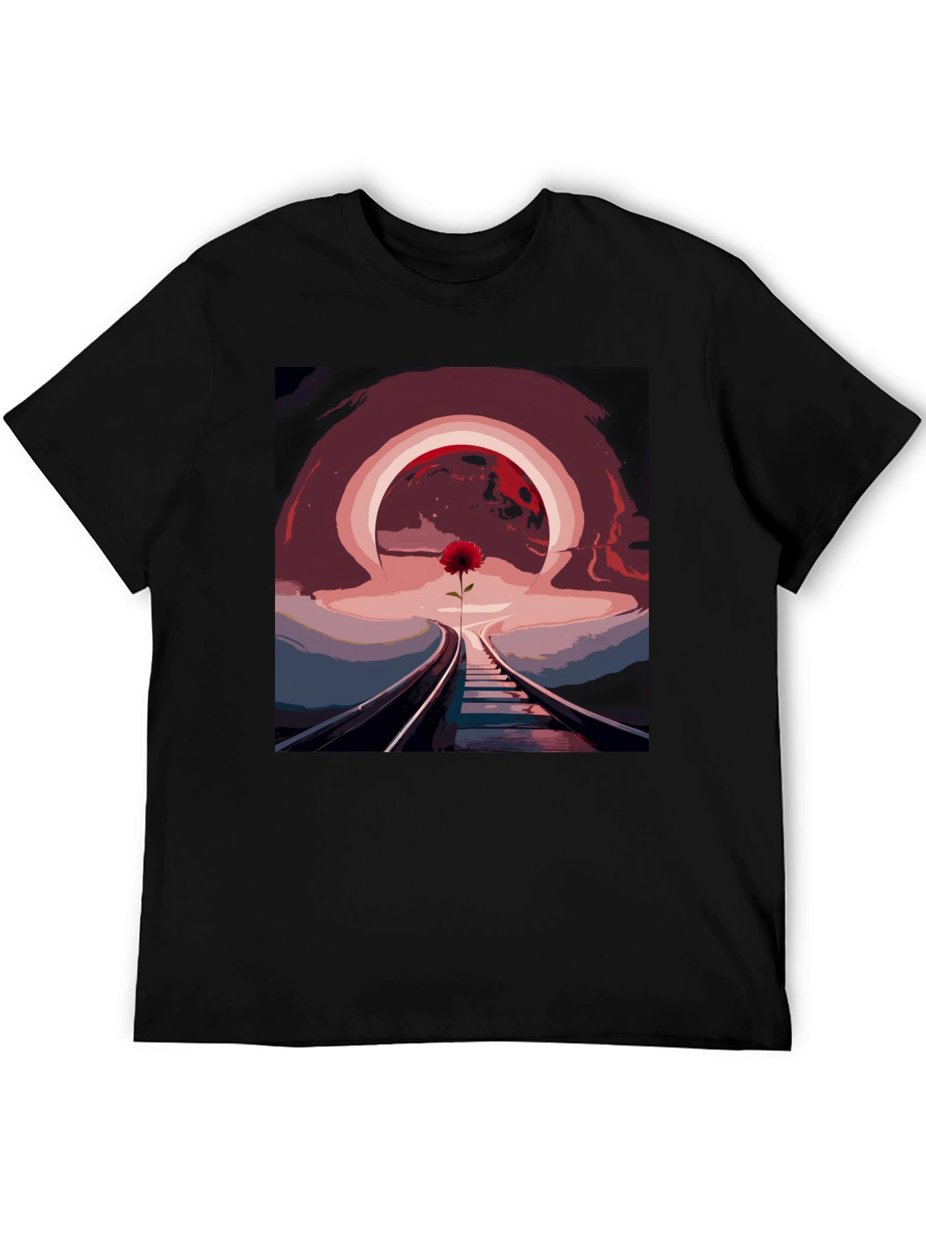 Abstract Railroad Rose Graphic Tee