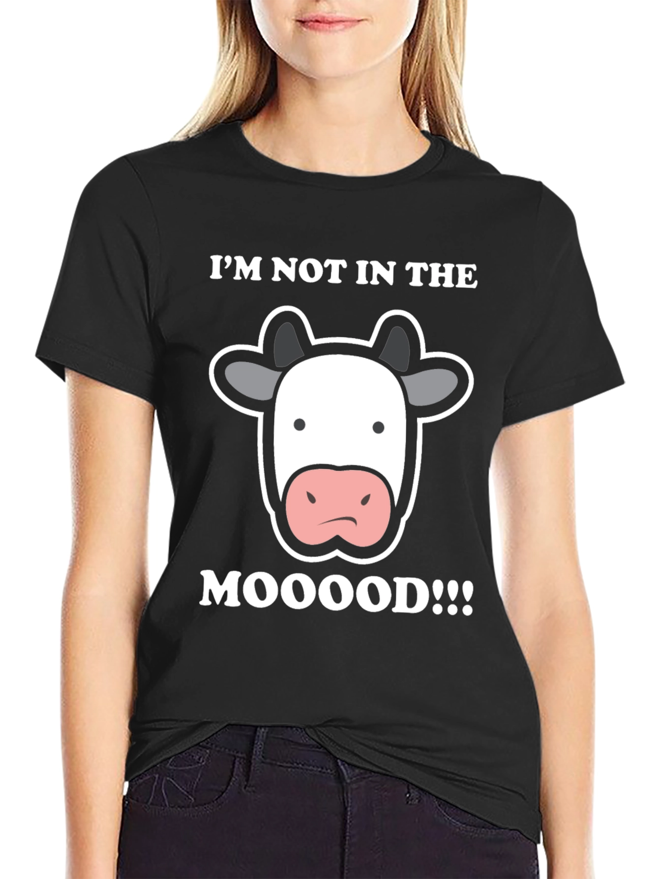 Funny Cow Mood Graphic Tee - Black T-Shirt