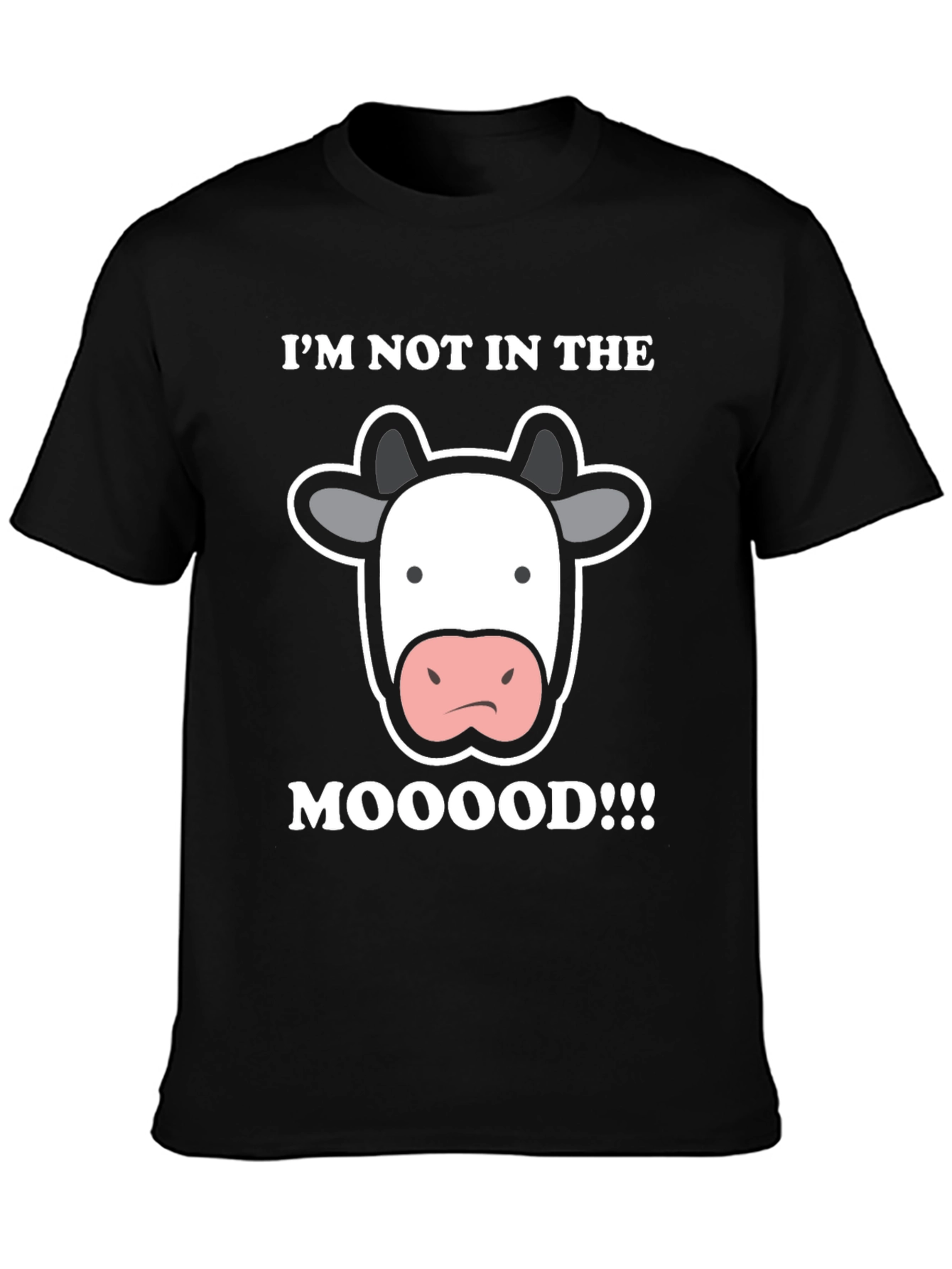 Funny Cow Mood Graphic Tee - Black T-Shirt