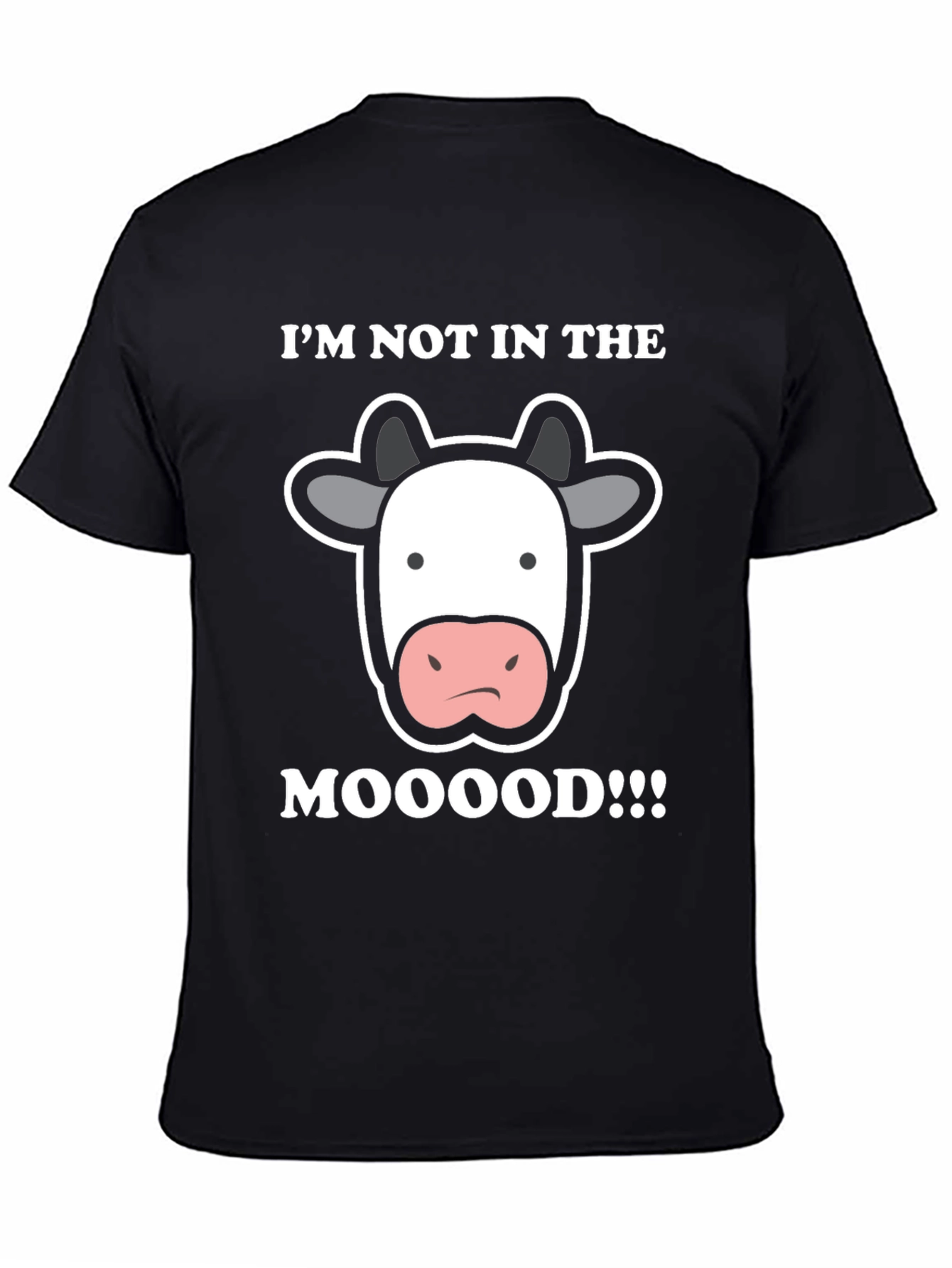 Funny Cow Mood Graphic Tee - Black T-Shirt