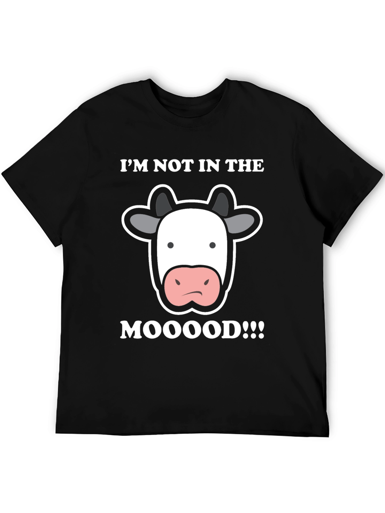 Funny Cow Mood Graphic Tee - Black T-Shirt