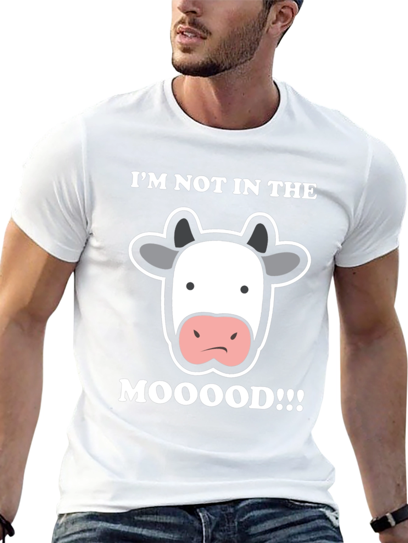 Funny Cow Mood Graphic Tee - Black T-Shirt