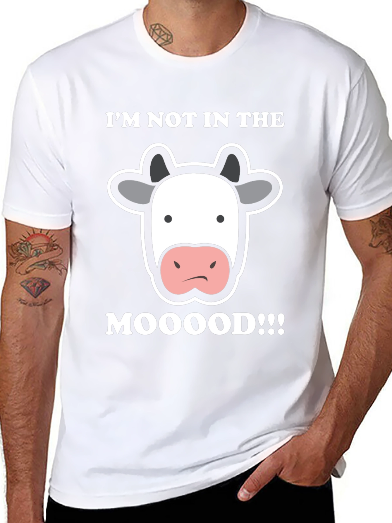 Funny Cow Mood Graphic Tee - Black T-Shirt