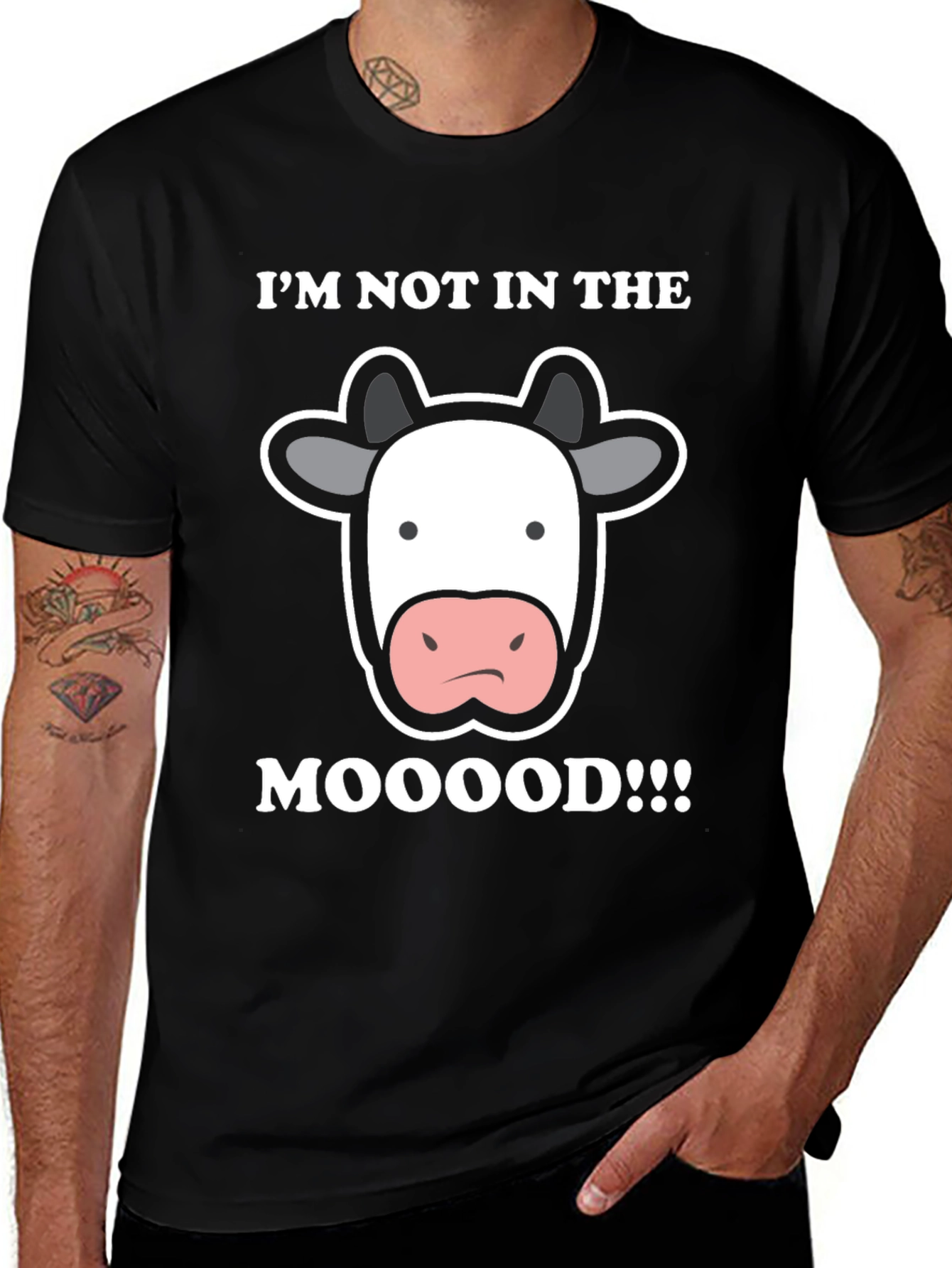 Funny Cow Mood Graphic Tee - Black T-Shirt