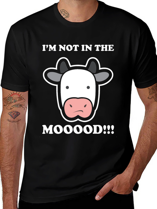 Funny Cow Mood Graphic Tee - Black T-Shirt